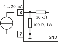 Schaltbild zum Anschluss eines 4 … 20 mA Signals
